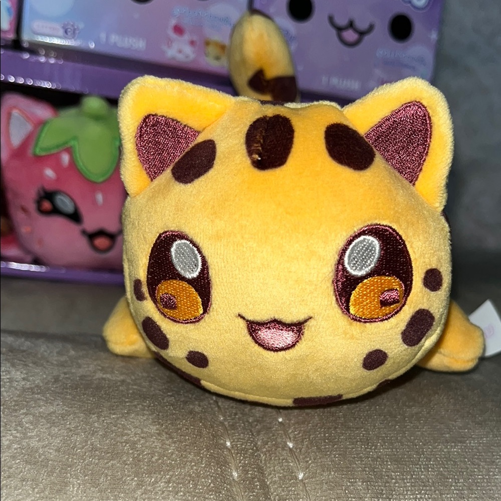 Plush Cat Toy - Yellow and Brown
